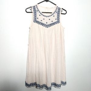 Cute Blu Pepper Summer Dress Sundress Embroidered Sleeveless Small Chest 32"